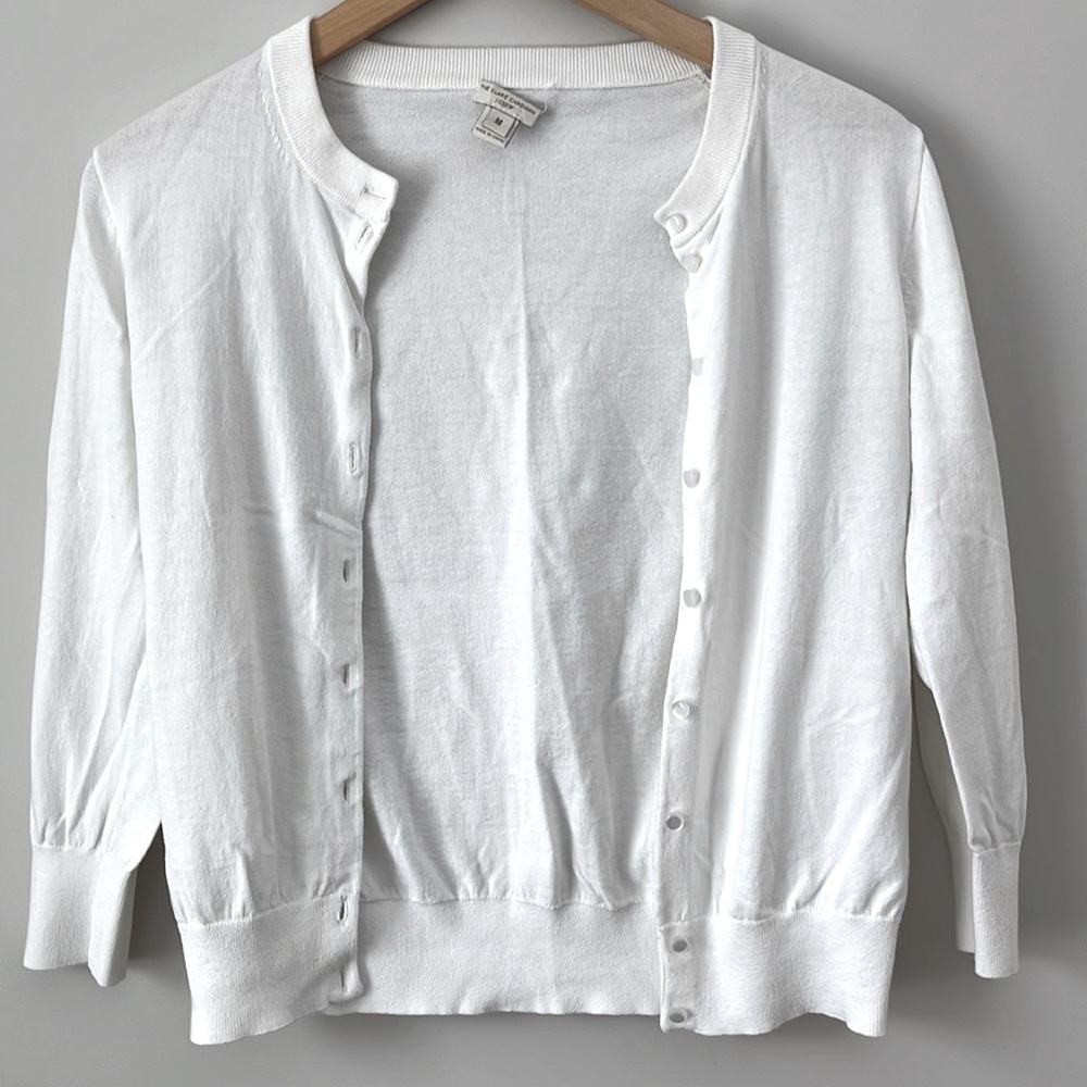 J. Crew, Medium, White, 3/4 sleeve “Clare Cardigan”